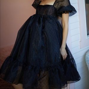 Plus Size Selkie Caviar French Dot Puff Dress